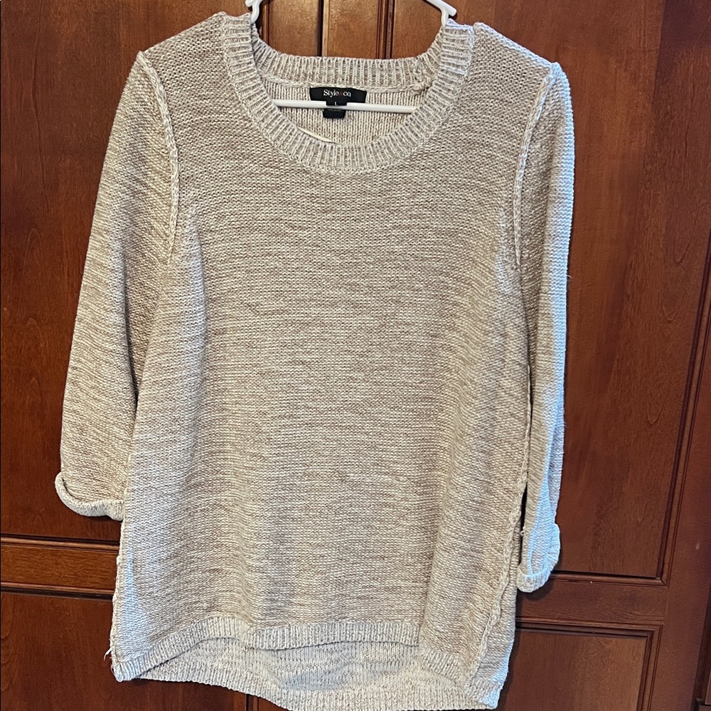 Style & Co. Light Brown Crew Neck Sweater